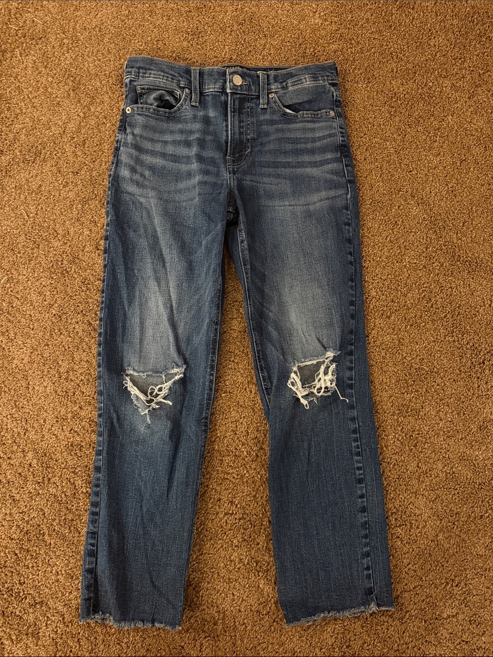 Women’s Lucky brand mid rise boyfriend jeans sienna sz 2/26 ankle crop rips